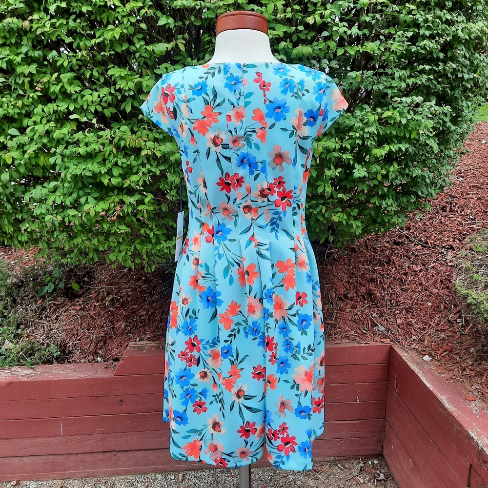 Calvin Klein Floral Print Scuba Stretch Knit Dress Spring Summer Plus 14 NEW - Picture 6 of 10